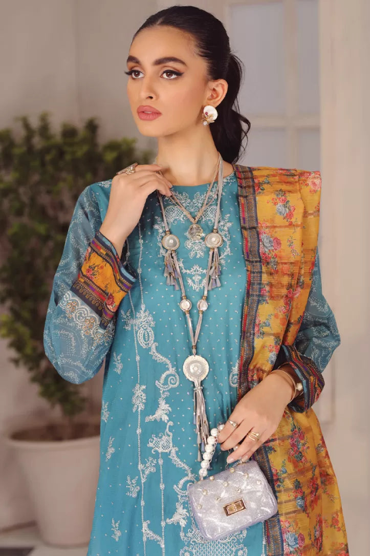 3 Piece Stitched Embroidered Lawn Suit By LSM Gold Lakhany - AN-00788