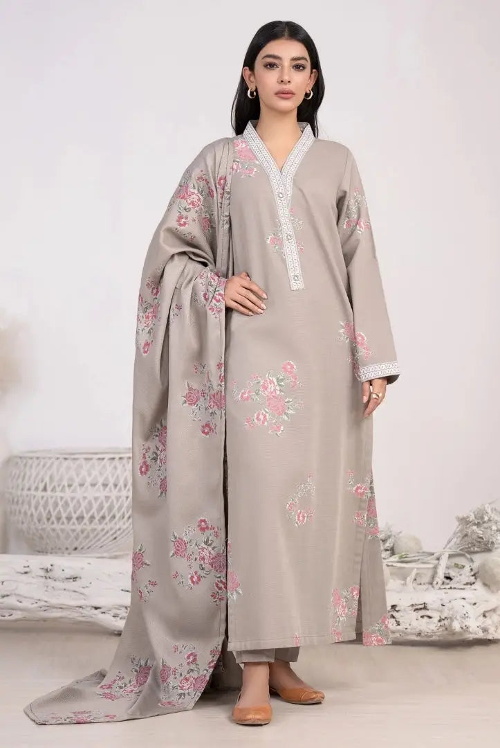 3 Pc Stitched Printed Khaddar Suit By Limelight Winter Collection - 53