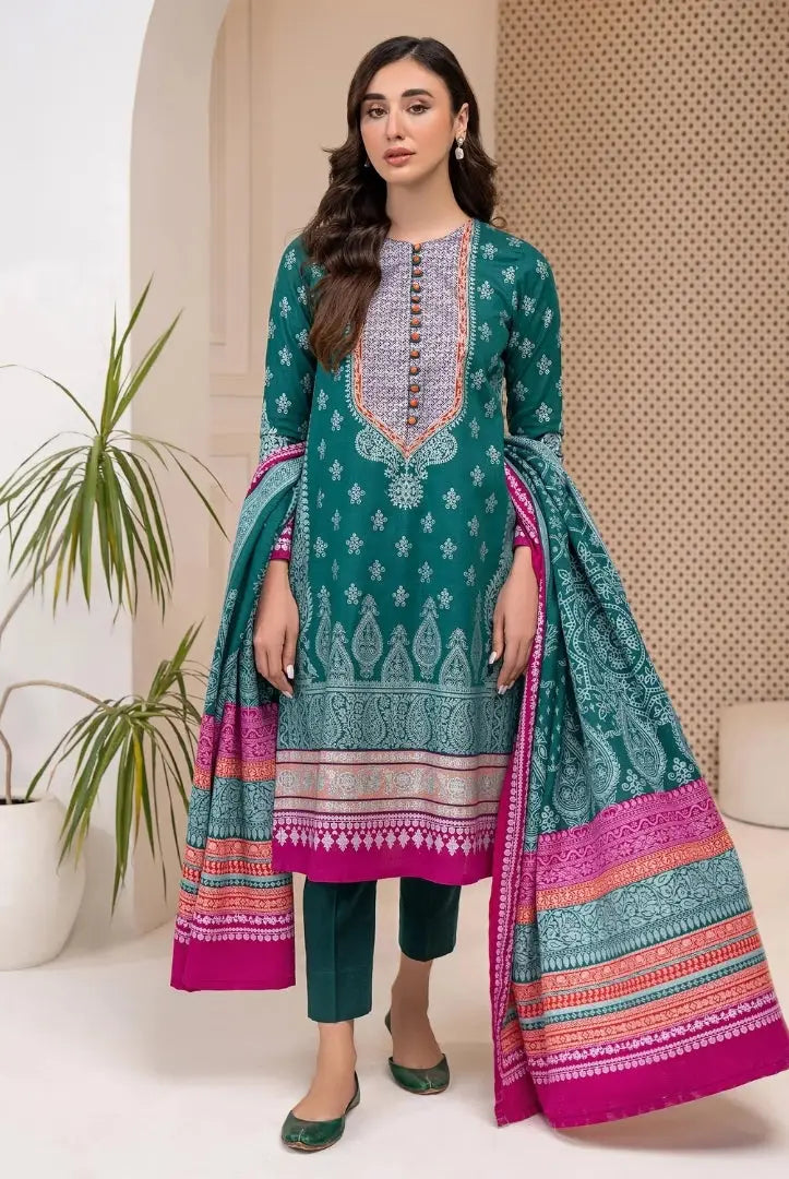 3 Pc Stitched Printed Khaddar Suit By Limelight Winter Collection - 55