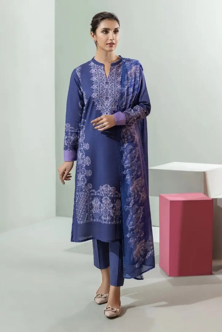 3 Pc Stitched Printed Khaddar Suit By Limelight Winter Collection - 56
