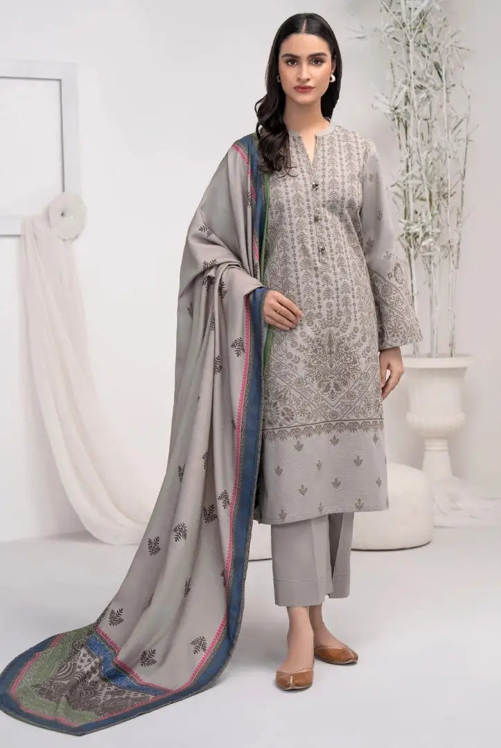 3 Pc Stitched Printed Khaddar Suit By Limelight Winter Collection - 61
