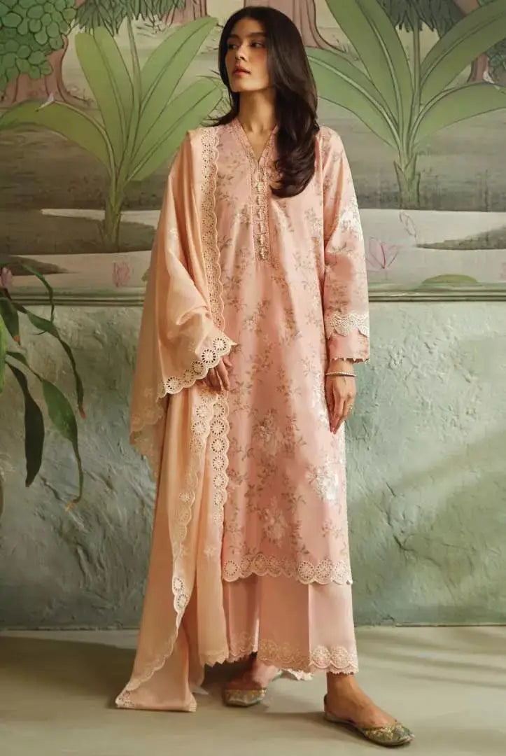 3 Piece Sehar Cross Stitch Cambric Suit - 02