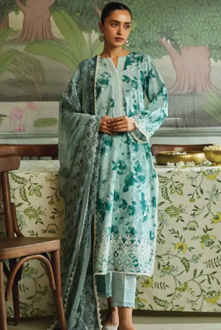 3 Piece Sehar Cross Stitch Cambric Suit - 03