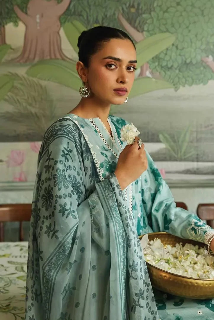 3 Piece Sehar Cross Stitch Cambric Suit - 03