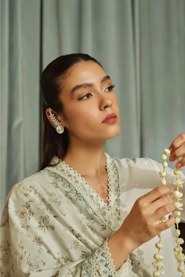 3 Piece Sehar Cross Stitch Cambric Suit - 09