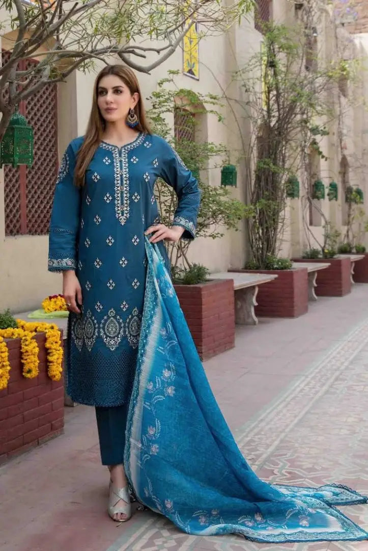 3 Piece Stitched Embroidered Jacquard Lawn Suit From Tawakkal Tradition of Love - 01