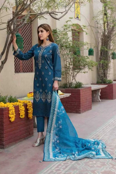 3 Piece Stitched Embroidered Jacquard Lawn Suit From Tawakkal Tradition of Love - 01