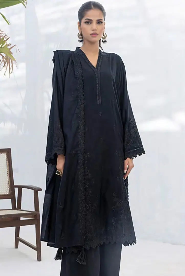 3 Piece Stitched Embroidered Lawn Monochrome Collection From Lakhany By LSM - 04