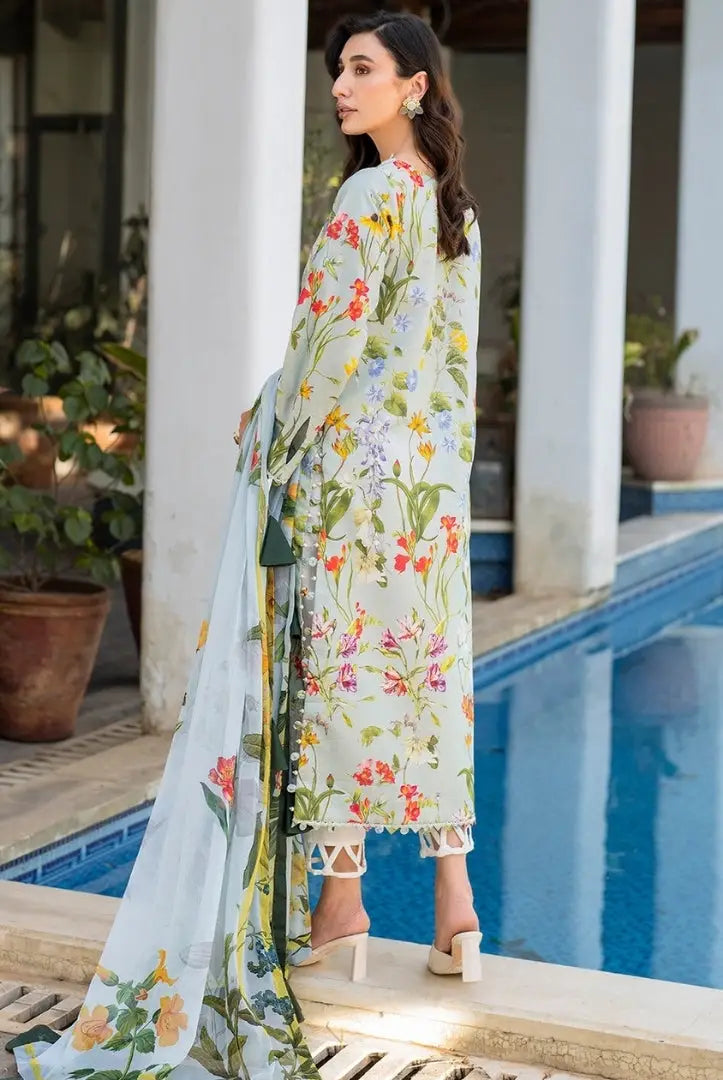 3 Piece Stitched Embroidered Lawn Suit | Meraki Vol'2 By Asifa & Nabeel - Suroor