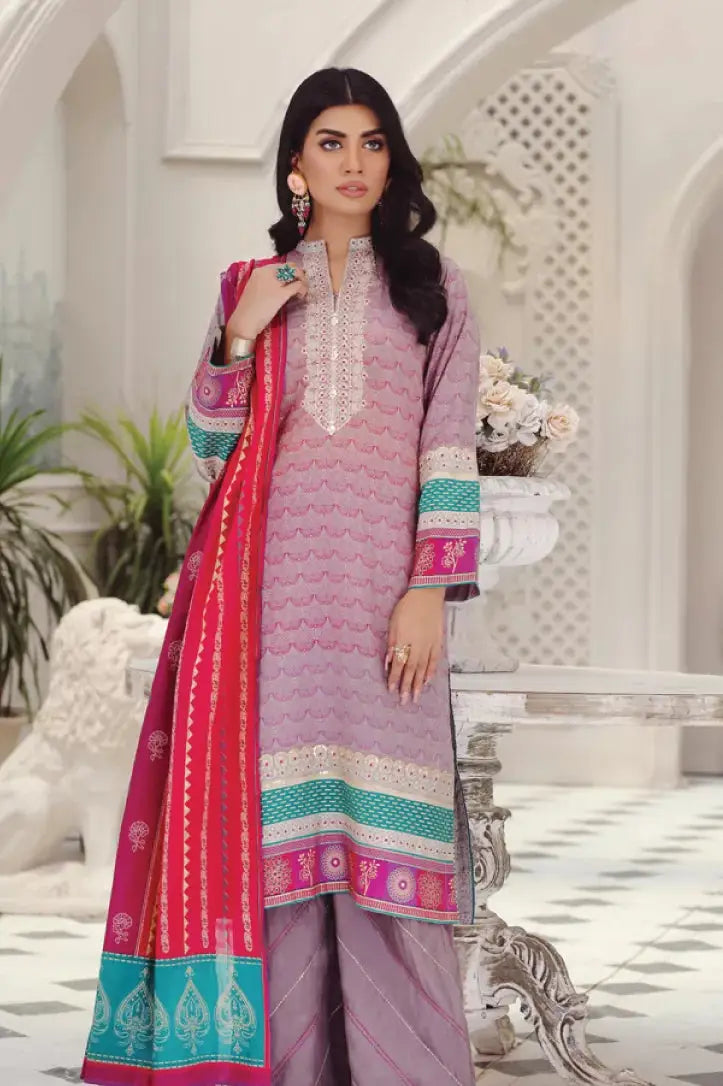 3 Piece Stitched Embroidered Lawn Suit By LSM Gold Lakhany - AN-00777