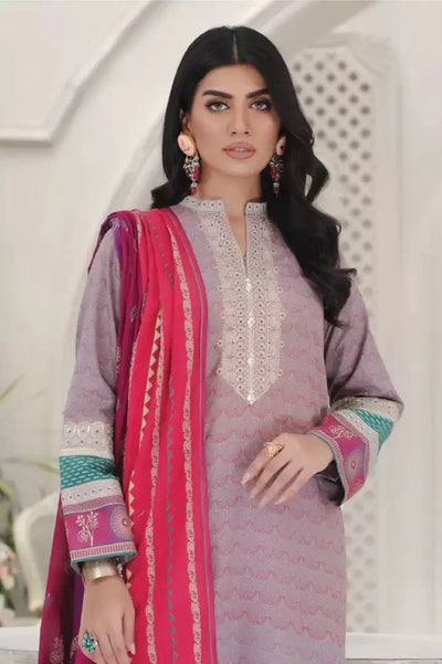 3 Piece Stitched Embroidered Lawn Suit By LSM Gold Lakhany - AN-00777
