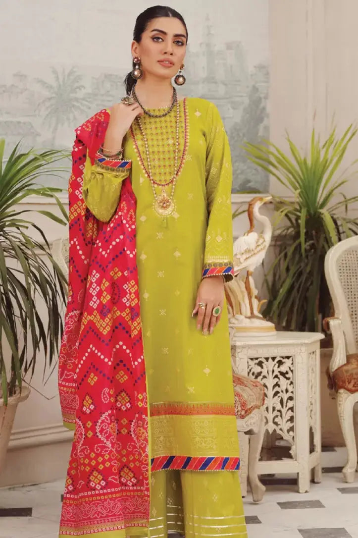 3 Piece Stitched Embroidered Lawn Suit By LSM Gold Lakhany - AN-00786