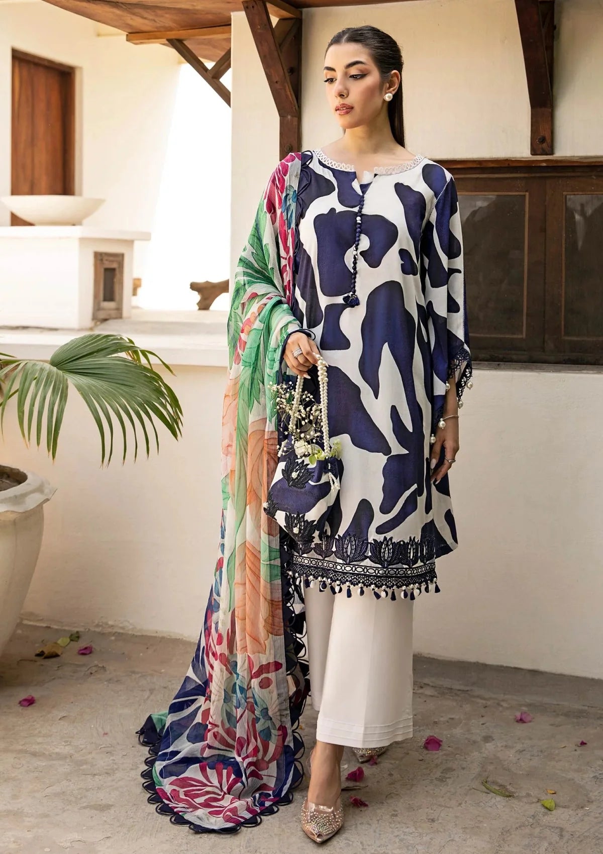 3 Piece Stitched Embroidered Lawn Suit From Maria.B By M.Basics Eid Collection'25-10