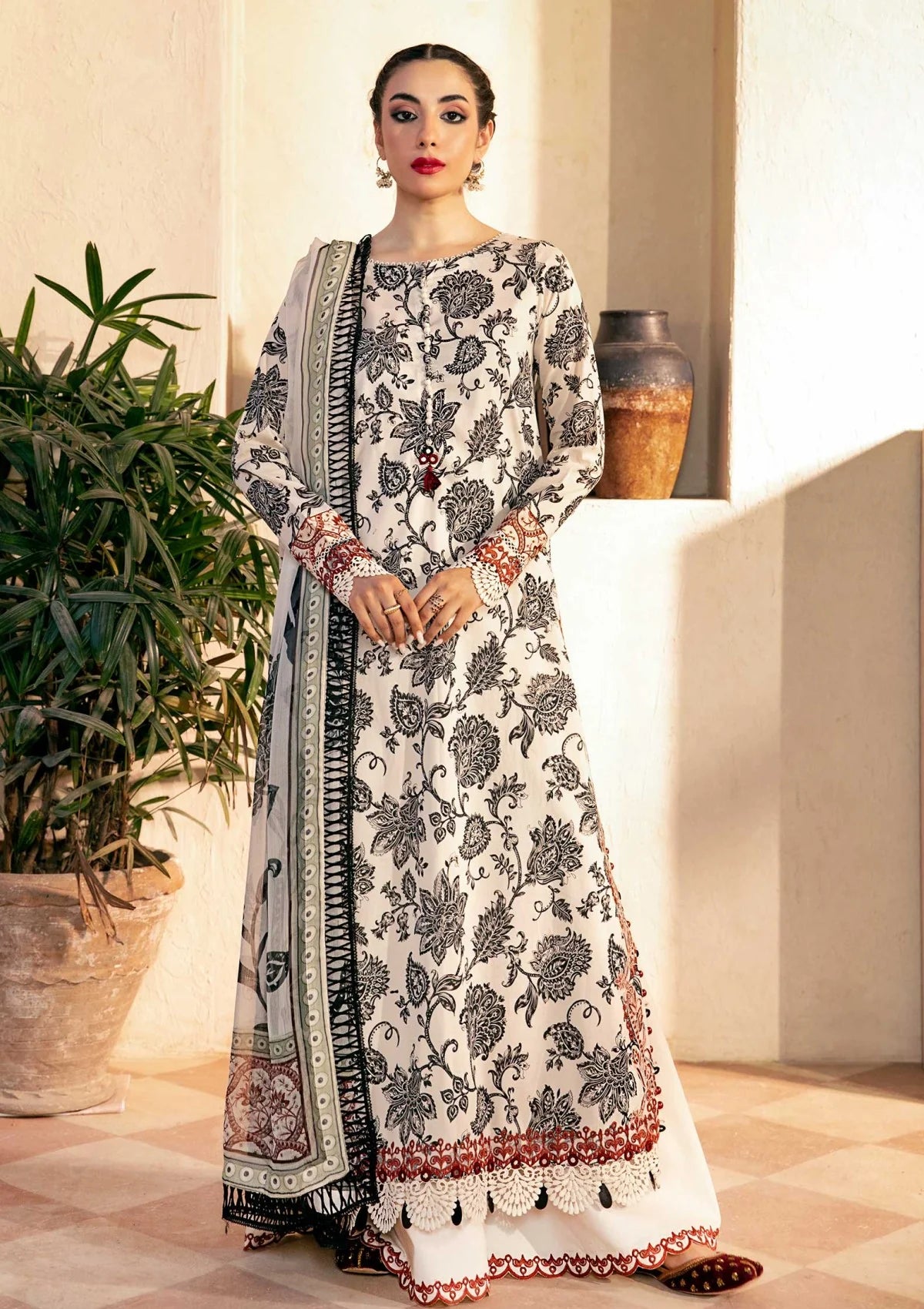 3 Piece Stitched Embroidered Lawn Suit From Maria.B By M.Basics Eid Collection'25-24