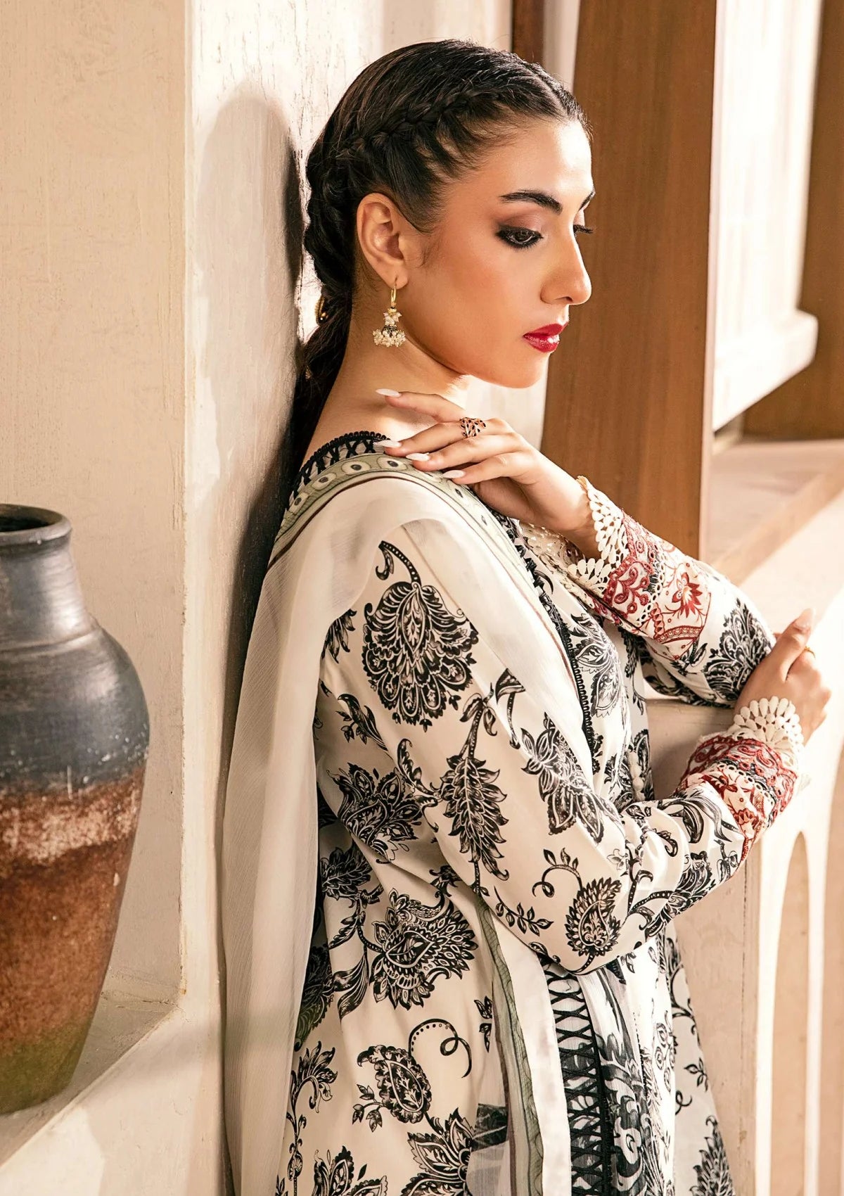 3 Piece Stitched Embroidered Lawn Suit From Maria.B By M.Basics Eid Collection'25-24