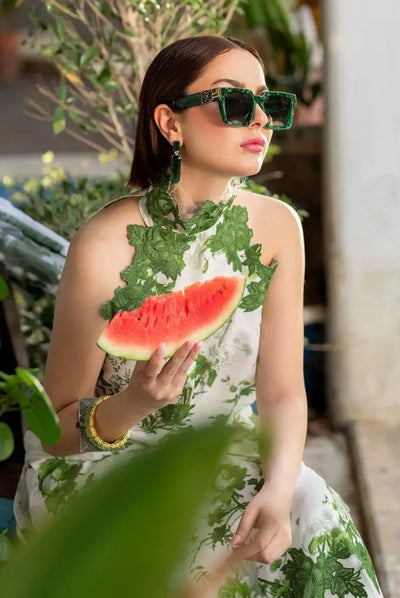 3 Piece Stitched Embroidered Lawn Suit | Meraki Vol'2 By Asifa & Nabeel - Sarsabz