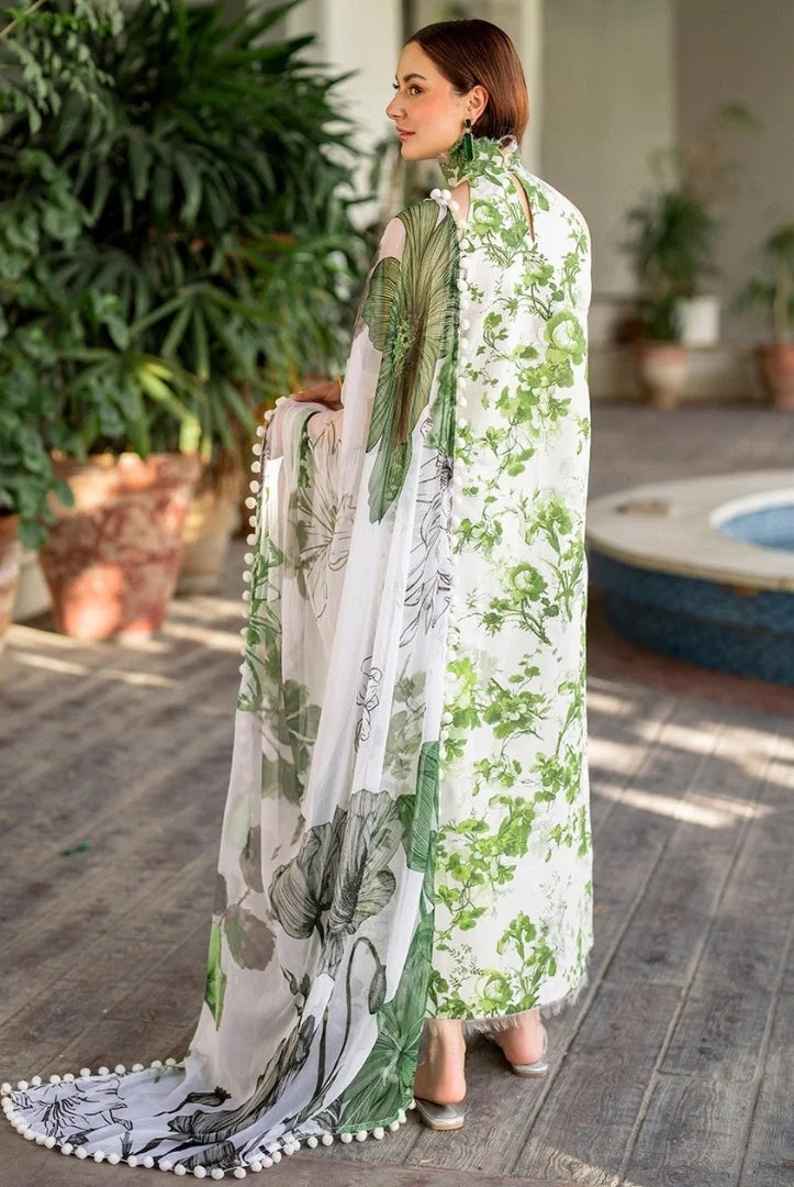 3 Piece Stitched Embroidered Lawn Suit | Meraki Vol'2 By Asifa & Nabeel - Sarsabz