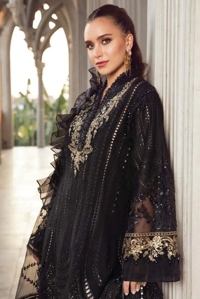 3 Piece Stitched Luxury Embroidered Lawn Eid Collection By Maria.B - Black