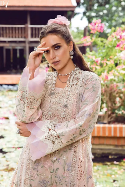 3 Piece Stitched Luxury Embroidered Lawn Eid Collection By Maria.B - Peach