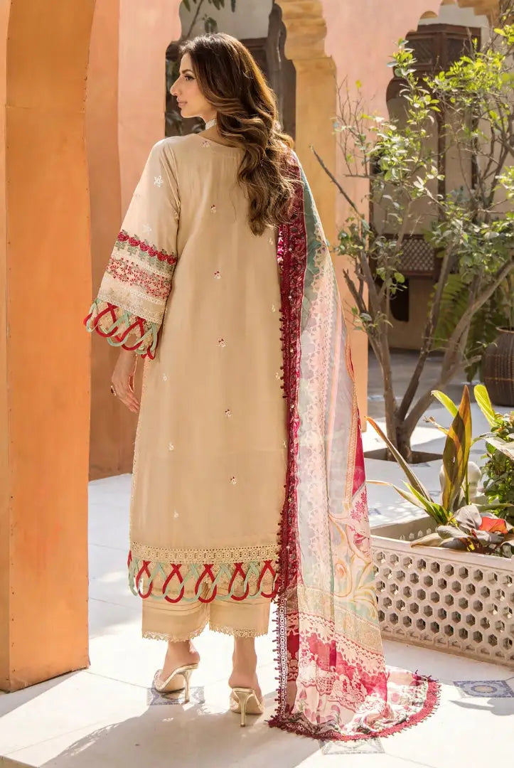 3 Piece Stitched Luxury Lawn Embroidered Suits Collection By Eshaisha - MAJESTIC AURA