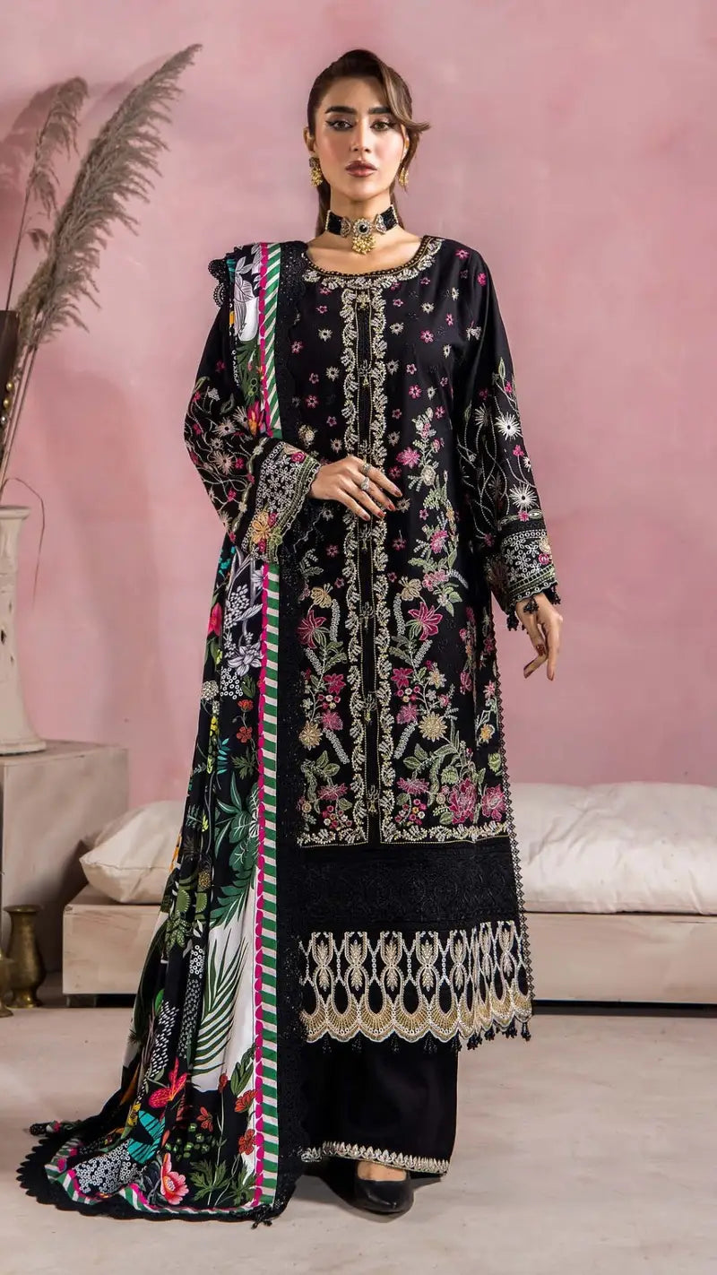 3 Piece Stitched Luxury Winter Embroidered Collection Vol.2 By Eshaisha - 08