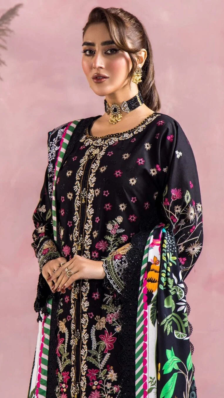 3 Piece Stitched Luxury Winter Embroidered Collection Vol.2 By Eshaisha - 08