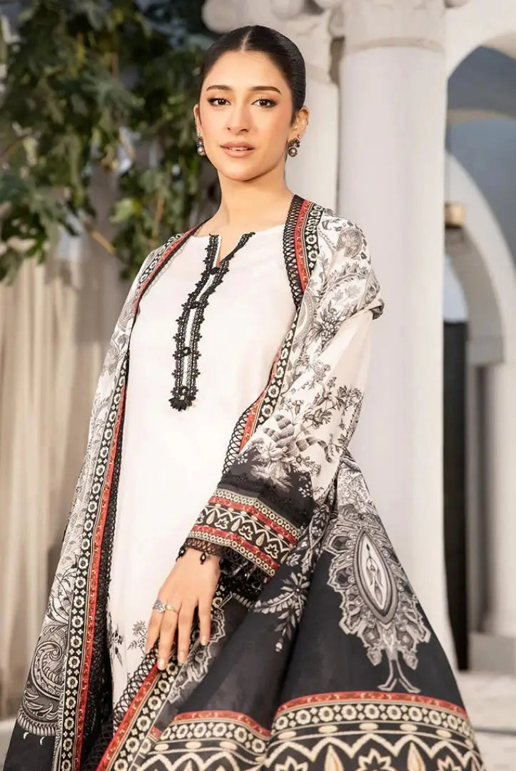 3 Piece Stitched Printed Lawn Suit From Maria.B By M.Basics Vol-01 Collection'25  Elaheh - 05