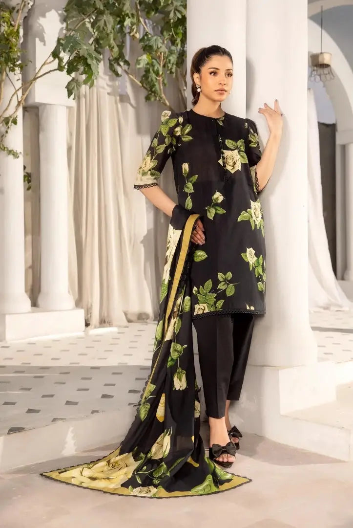 3 Piece Stitched Printed Lawn Suit From Maria.B By M.Basics Vol-01 Collection'25  Elaheh - 07