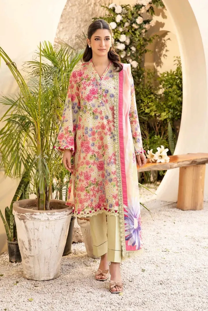 3 Piece Stitched Printed Lawn Suit From Maria.B By M.Basics Vol-01 Collection'25  Elaheh - 11