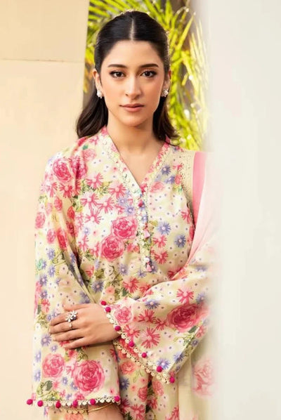 3 Piece Stitched Printed Lawn Suit From Maria.B By M.Basics Vol-01 Collection'25  Elaheh - 11