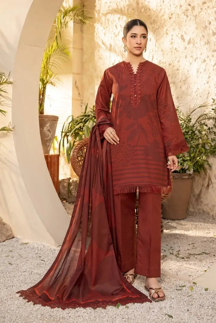 3 Piece Stitched Printed Lawn Suit From Maria.B By M.Basics Vol-01 Collection'25  Elaheh - 12