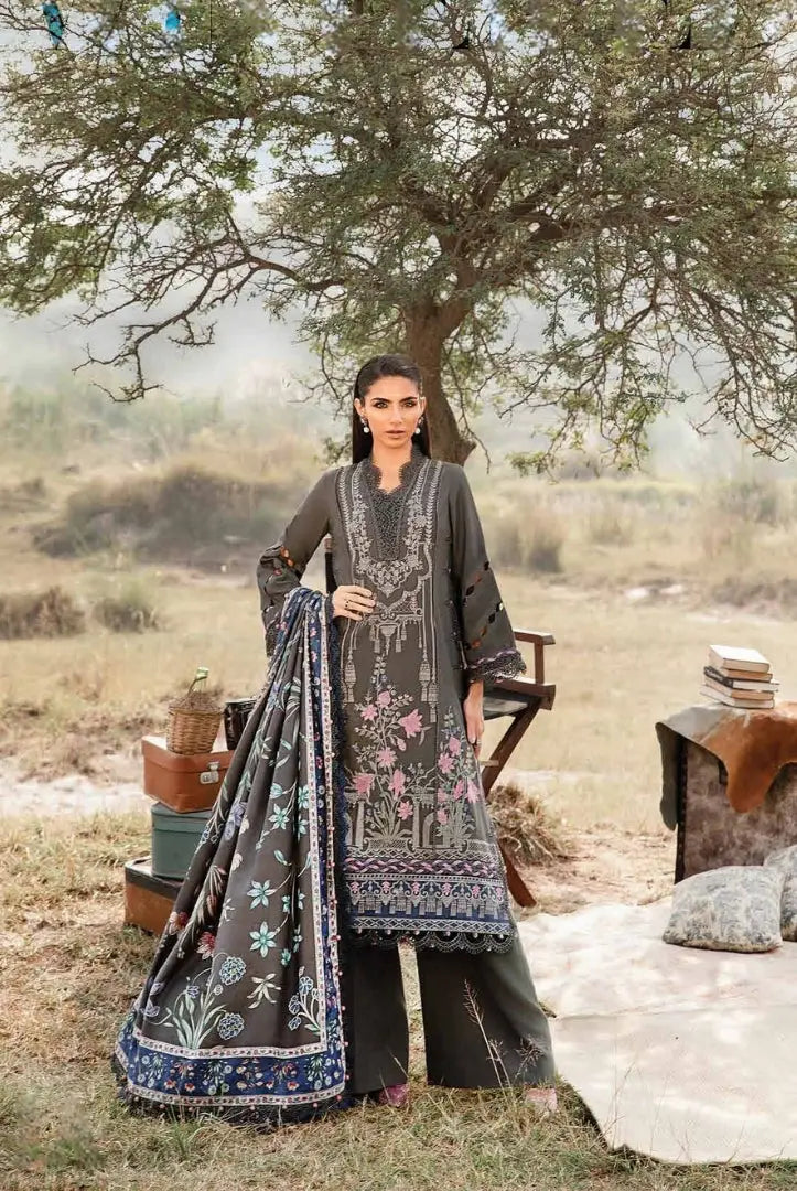 3 Piece Stitched Printed Linen Suit From Maria.B M.Prints Winter Edition'24 - 01