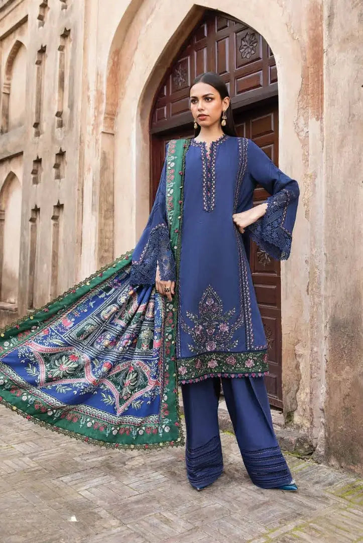 3 Piece Stitched Printed Linen Suit From Maria.B M.Prints Winter Edition'24 - 11