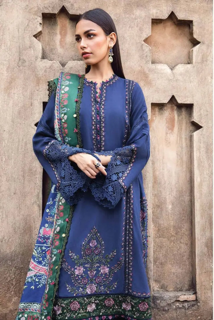 3 Piece Stitched Printed Linen Suit From Maria.B M.Prints Winter Edition'24 - 11