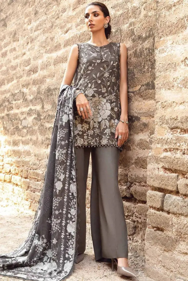 3 Piece Stitched Printed Linen Suit From Maria.B M.Prints Winter Edition'24 - 13