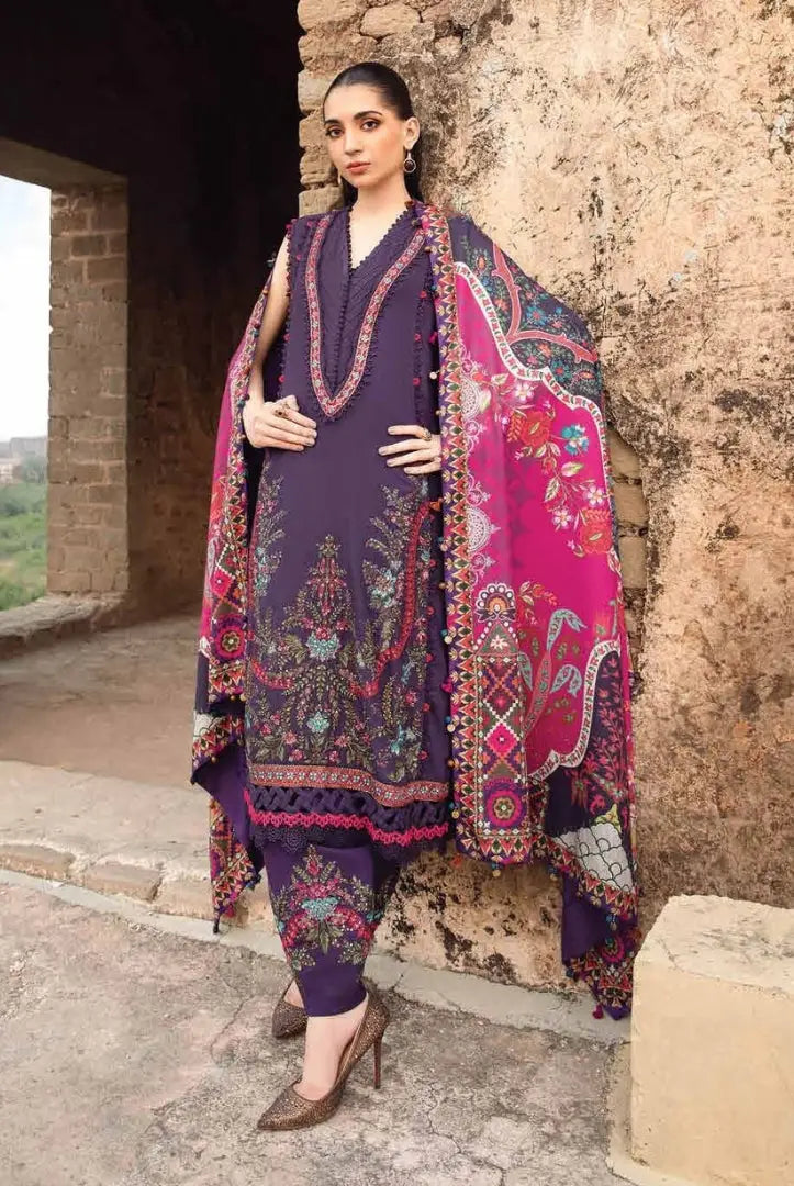 3 Piece Stitched Printed Linen Suit From Maria.B M.Prints Winter Edition'24 - 16