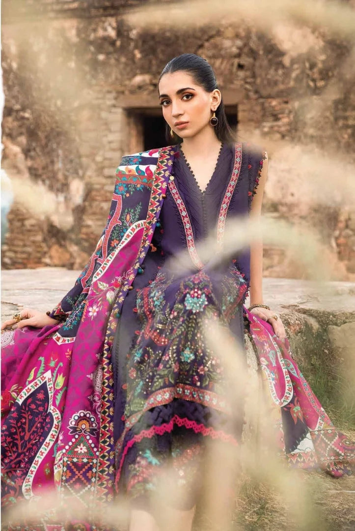 3 Piece Stitched Printed Linen Suit From Maria.B M.Prints Winter Edition'24 - 16