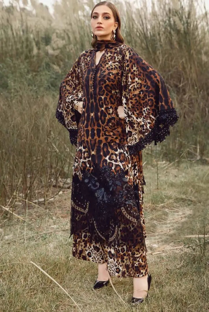 3 Piece Stitched Printed Linen Suit From Maria.B M.Prints Winter Edition'24 - 19