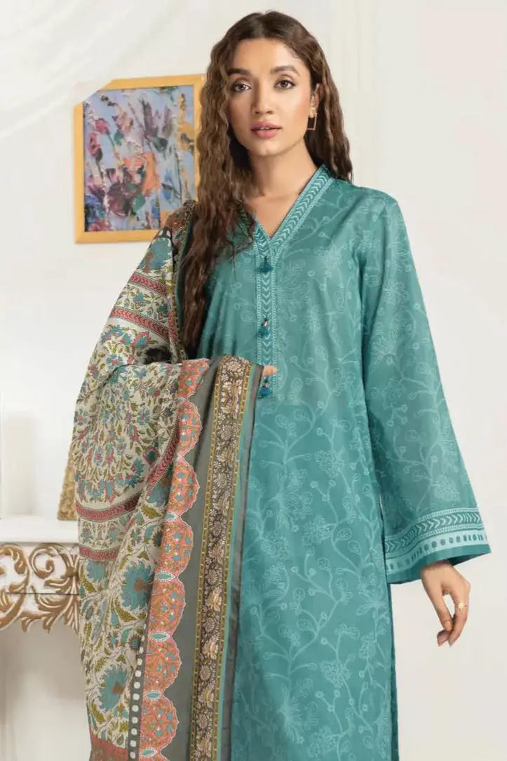 3 Piece Stitched Suit By Limelight - TURQUOISE