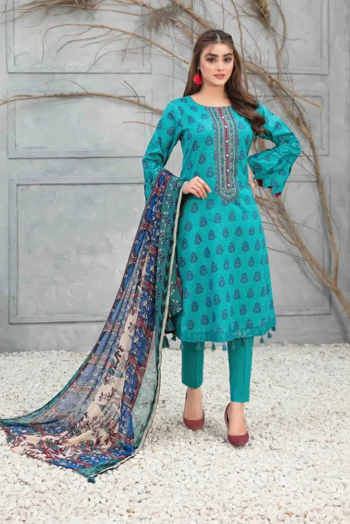 3Piece Stitched Suit By Tawakkal Devina - 07