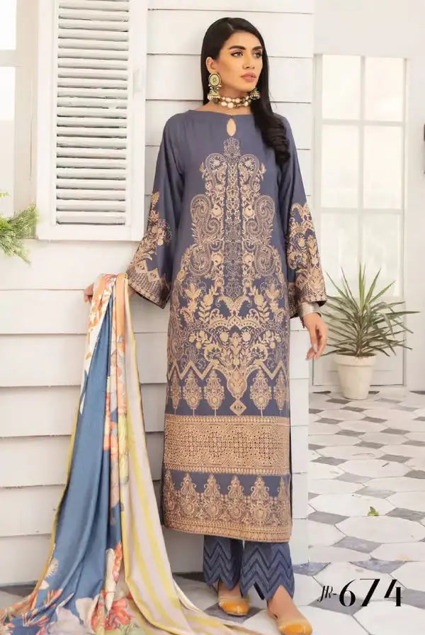 3 Piece Stitched Suits By Johra Wafa - 08
