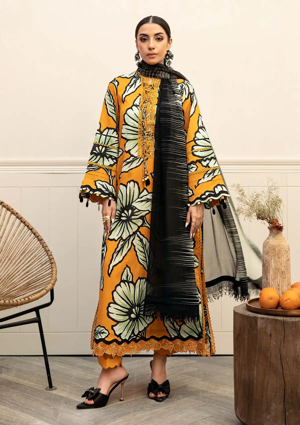 3 Piece Stitched Embroidered Lawn Suit From Maria.B By M.Basics Eid Collection'25-13