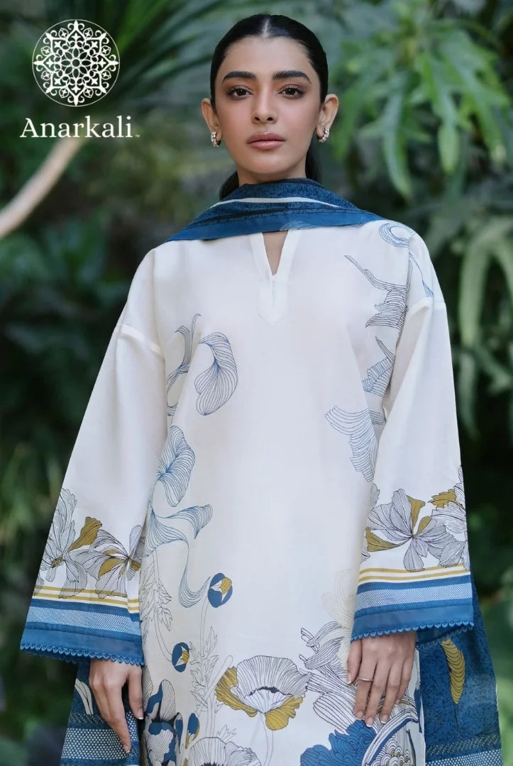 Print Edit By Sahar Stitched 3Pcs Lawn Suit (Beige)