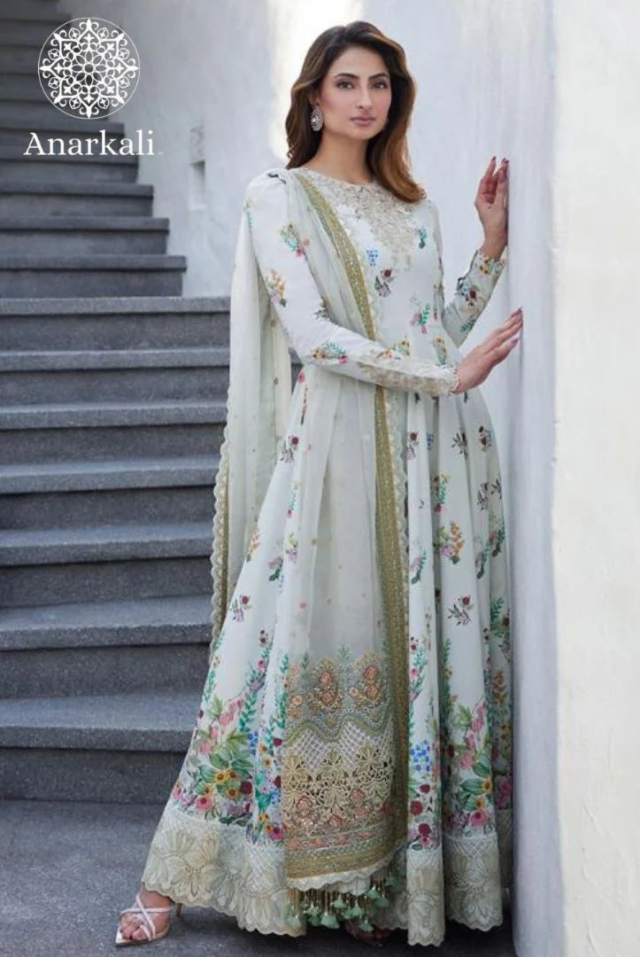 Liliana Luxury Lawn 24 Avelina Faiza Saqlain 3 piece Stitched Suit (Off White)