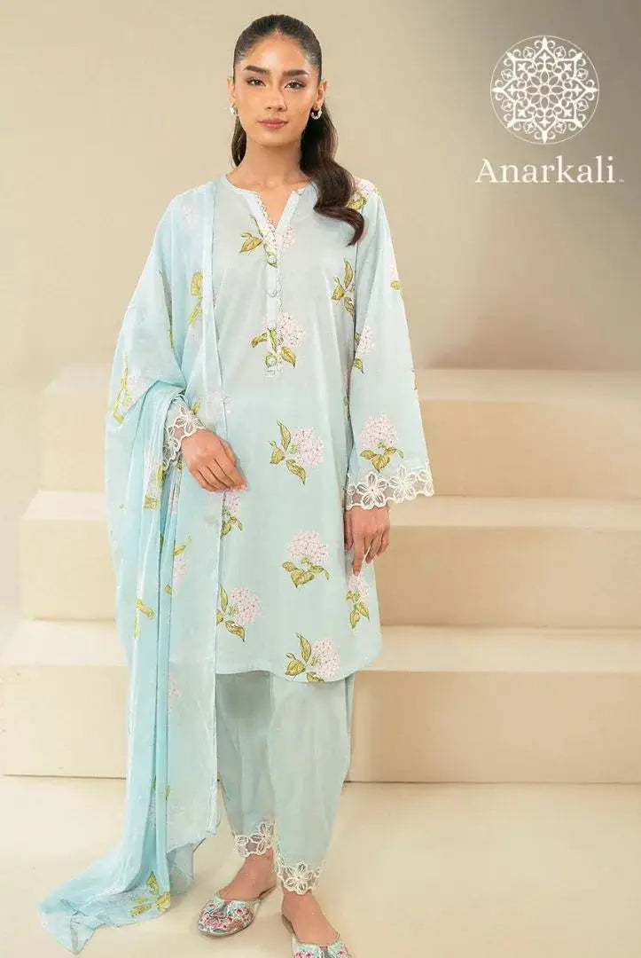 Cross Stitched Daily 3Piece Stitched Suit(Blue)