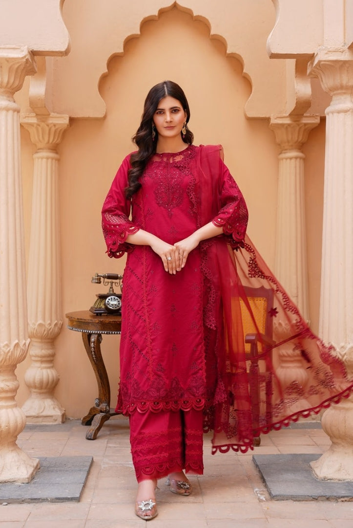 Qaus-e-Qaza 3 Piece Stitched Luxury Eid Lawn'24 Suit - AFSANA