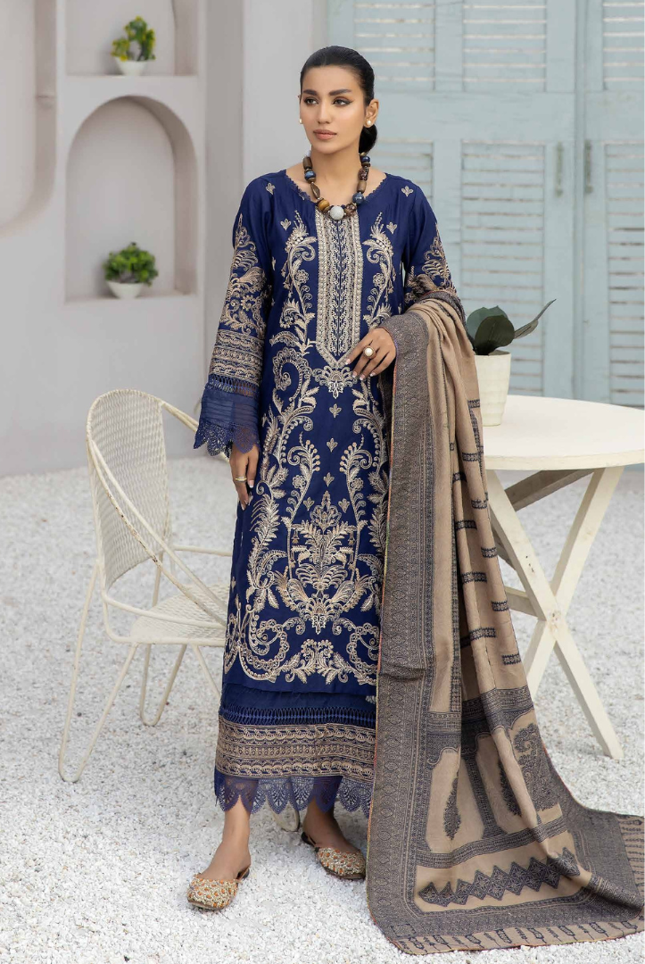 3 Piece Stitched Embroidered Leather Suits From Deewan By Johra - 04