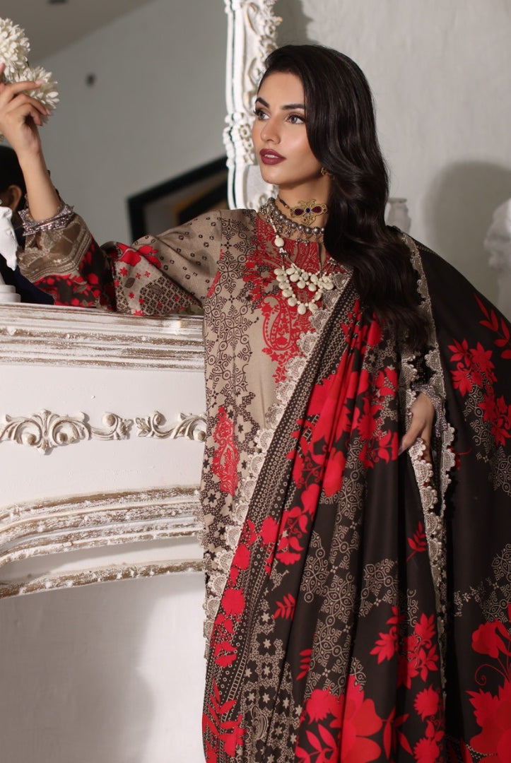 3 Piece Stitched Embroidered Linen Shawl Suits From Virsa By Charizma - 04