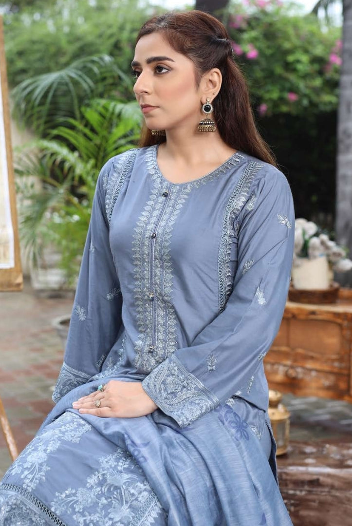 3 Piece Stitched Digital Printed Embroidered Lawn Suit From Zara ’25 Collection – ELEGANCE