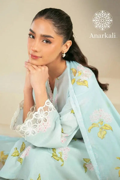 Cross Stitched Daily 3Piece Stitched Suit(Blue)